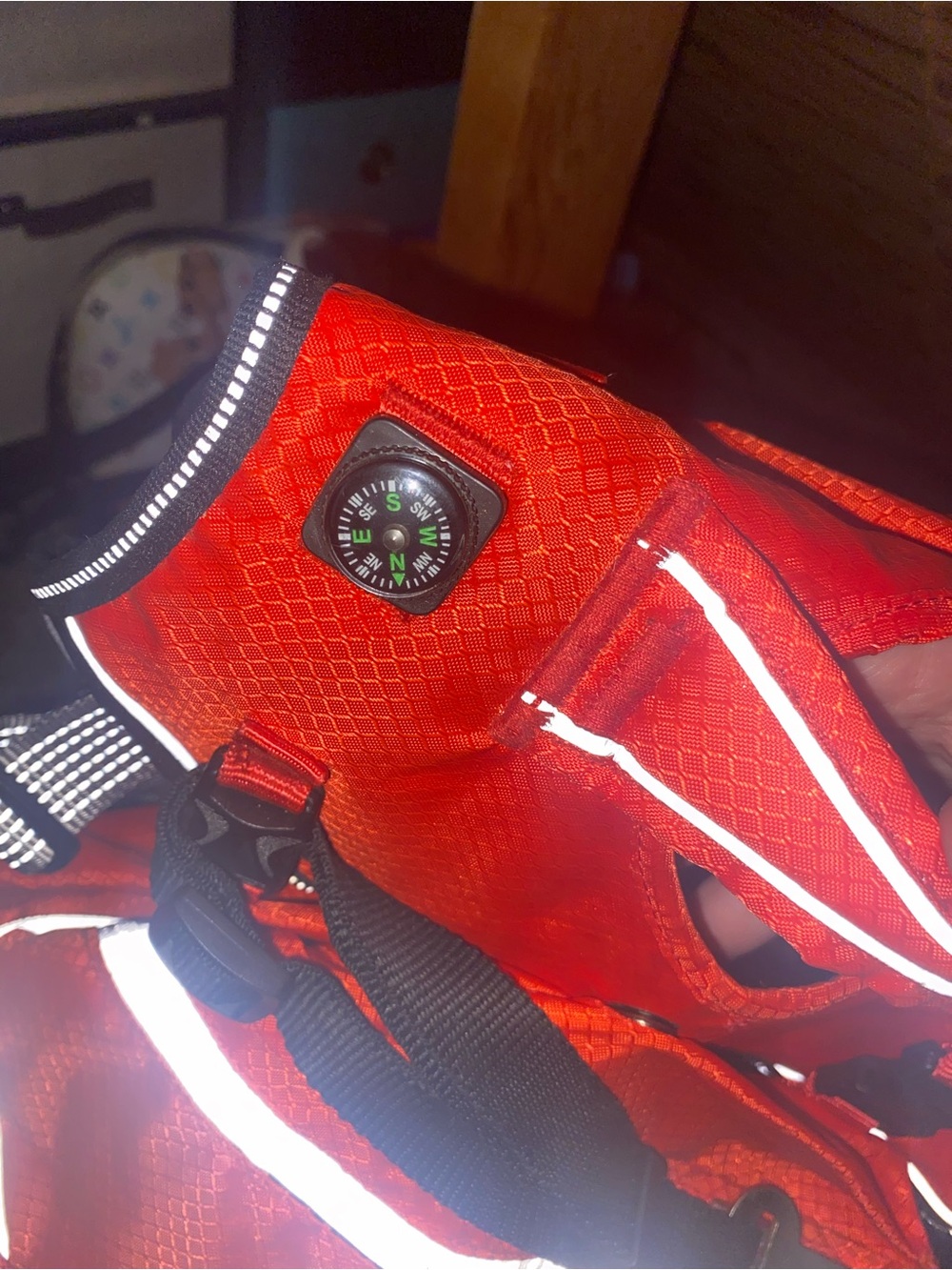 Red Reflective Dog Harness with Built-in Compass & Carrying Packs